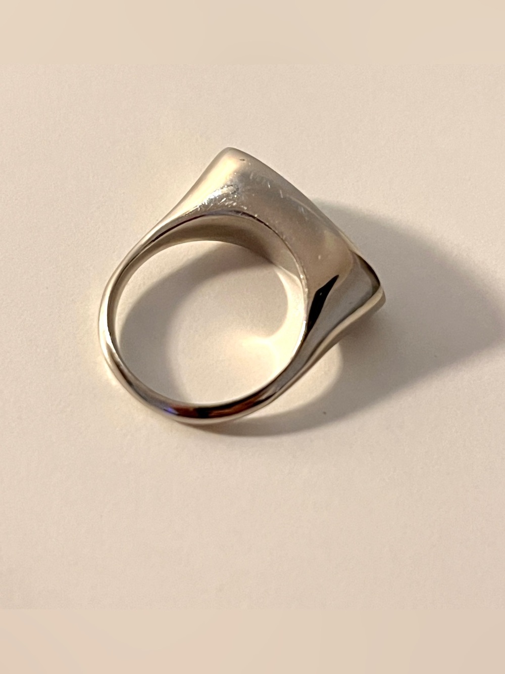 Sculptural Silver Tone Signet Style Ring Size 6